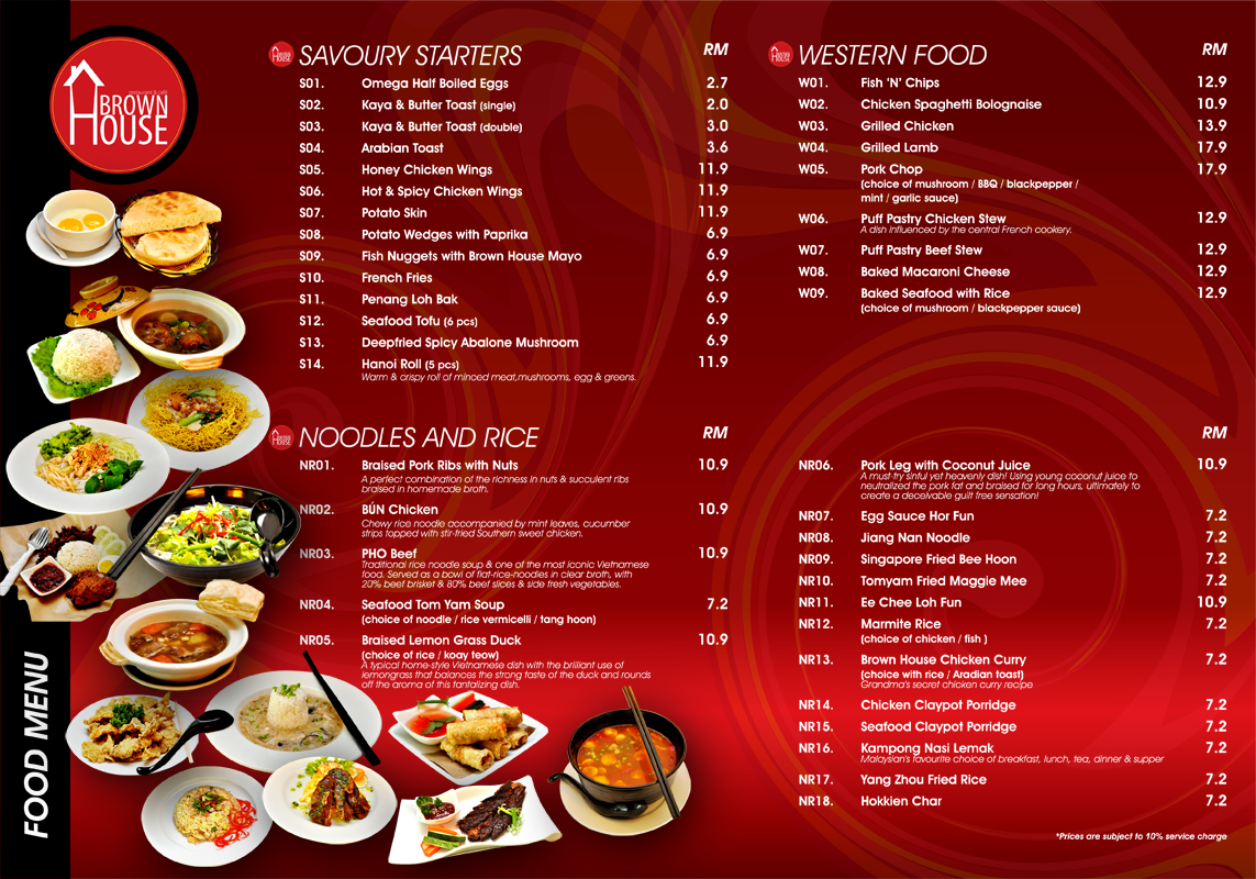 western menu list